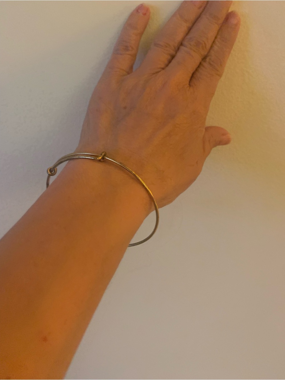 Adjustable Double-Loop Gold Bangle Bracelet - Picture 2 of 3